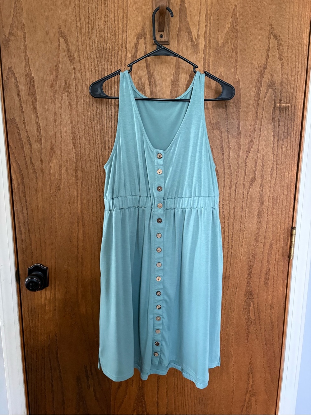 Women’s Button-Front Midi Dress in Light Teal